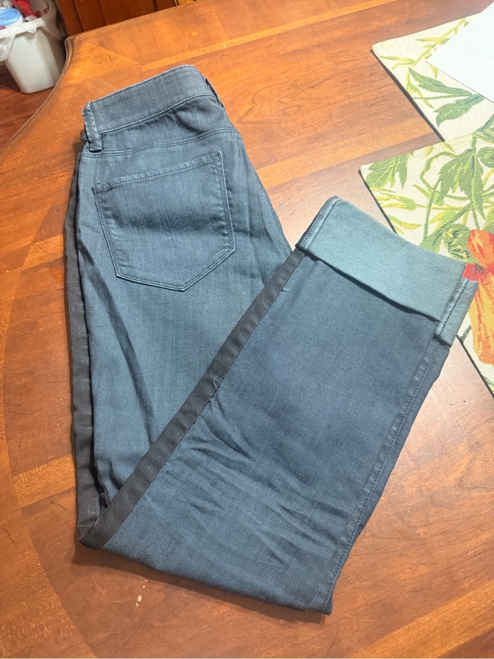 Ann Taylor Dark Blue Cropped Jeans with Black Side Stripe